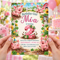 Piglet Mud Puddle 2nd Birthday Invitation for Girl, Editable Canva Template, 5x7